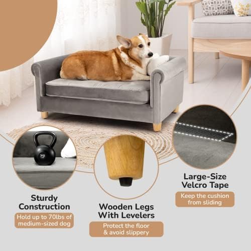 Sofá Cama para Perros Mediano de 70 Lbs, Soporte Articulaciones, Tela Suave miniatura 3