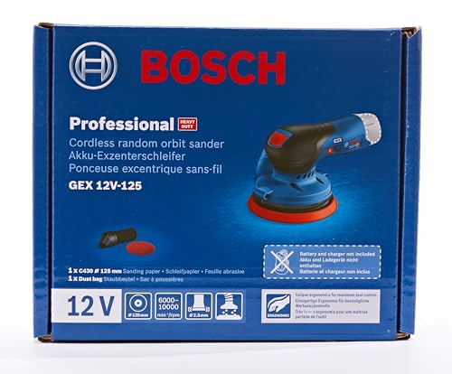 Bosch Lixadeira roto orbital GEX 12V-125 Brushless Sem bateria