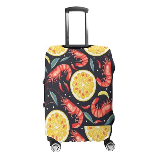 Lemon Shrimp Travel Luggage Cover Washable Suitcase Cover Protector Baggage Covers for Women Men S4