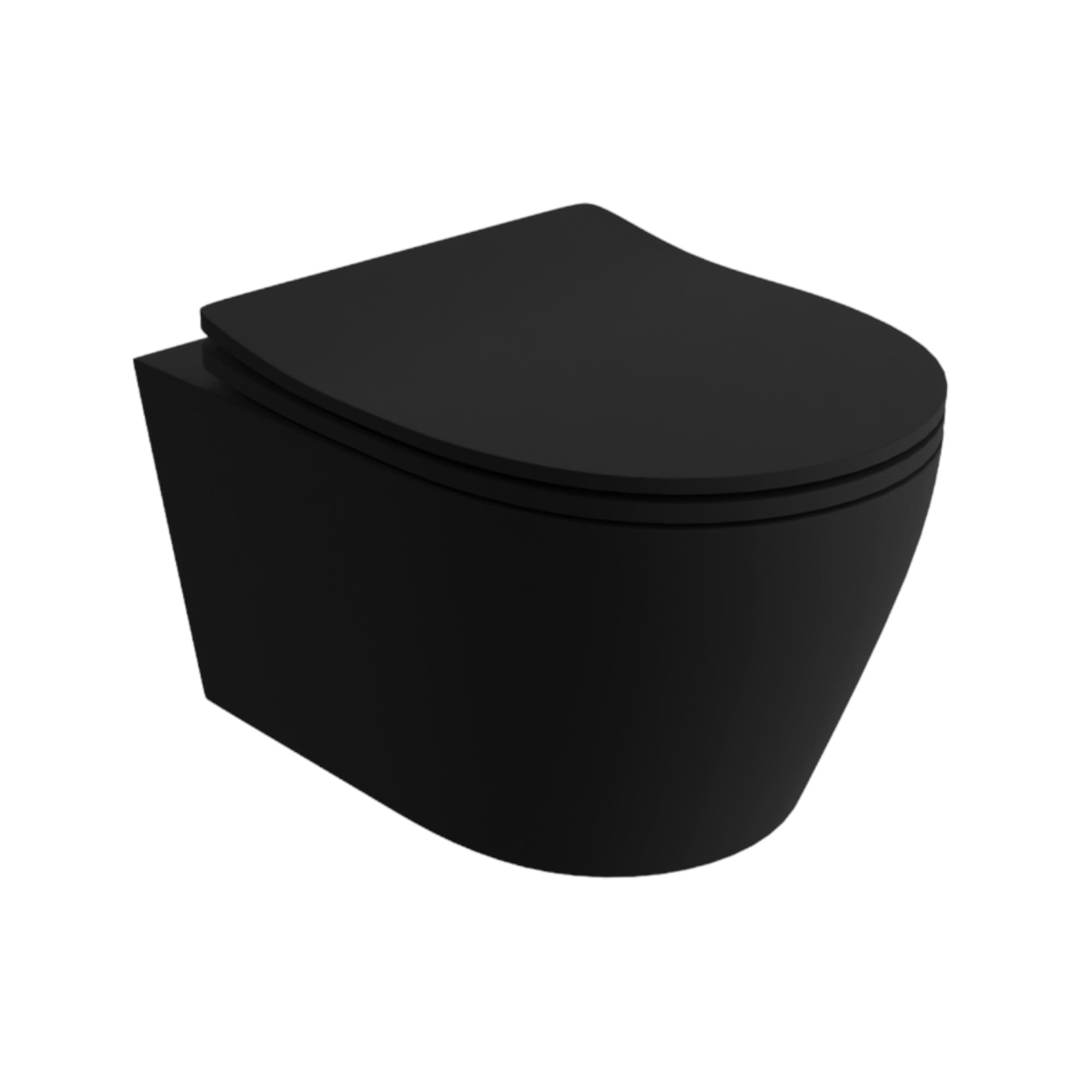 LAVITA Brava Black Wall-Hung Rimless Toilet Bowl WC Pan with Soft-Close Seat and Metal Hinges 360 x 480 x 375 mm Matte Black