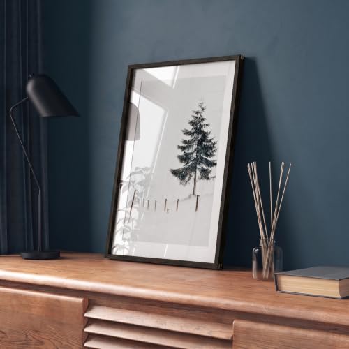 Image of 16 x 20 Picture Frame, USA-Sourced Natural Wenge Wood Photo Collage Frame with HD Tempered Glass, Modern Simple 16x20 Wooden Frame Matted to 11x14, Vertical & Horizontal Wall Hanging Display