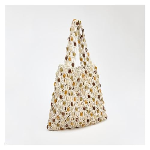 Sac tissé main en corde de coton et perles, l'excellence du design ajouré