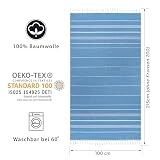 LAYNENBURG Ręcznik premium z ręcznie wiązanymi frędzlami, do łaźni tureckiej, sauny, plażowy, 100% bawełna, Oeko-Tex 200, duży, podróżny, rozmiar XXL, 100 x 200 cm, turkusowy