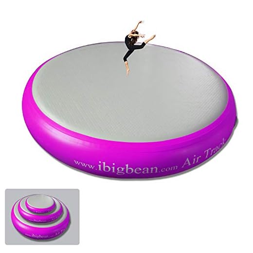 ibigbean Air Spot Tumbling Mats Inflatable Gymnastic Equipment (Grey/Purple, D=100cm & T=20cm)