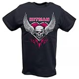Fabric type: 100% cotton Bret Hart Hitman Winged Skulls Pink Eyes T-Shirt Black S
