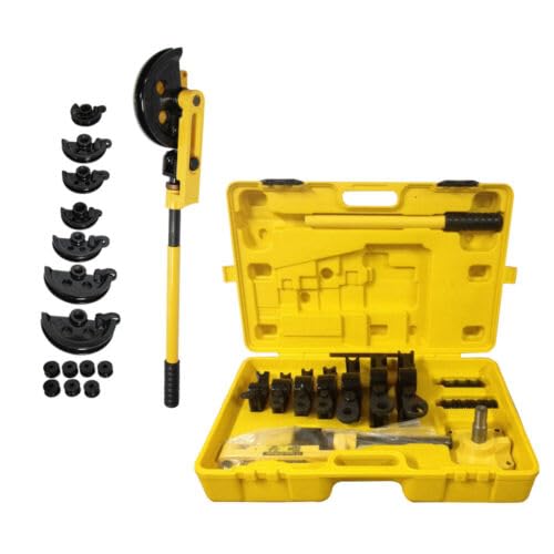 Manuel Cintreuse Main en Acier pour Tubes Métalliques à 180 ° | Cintreuse de tubes pour travaux lourds 3/8, 1/2, 9/16, 5/8, 3/4, 7/8, 1 | avec 7 Matrices pour la Flexion des Tubes