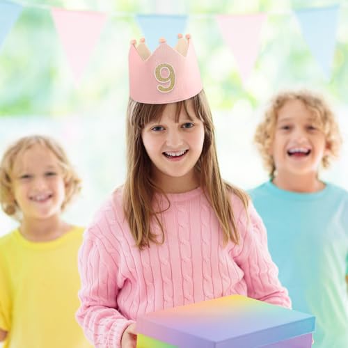 Miniatura 5 de Rivieval Gorro De Cumpleaños, Corona De Cumpleaños Con Números Del 0 Al 9, Gorro De Cumpleaños Reversible, Gorros De Fiesta Infantiles Ajustables, Corona De Bebé Para Fiesta De Cumpleaños Rosa