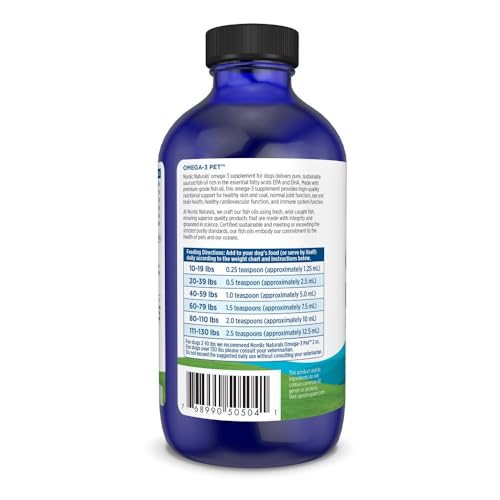 Image of Nordic Naturals Omega-3 Pet, Unflavored - 8 oz - 1380 mg Omega-3 Per One mL - Fish Oil for Medium to Large Dogs with EPA & DHA - Promotes Heart, Skin, Coat, & Immune Health (237 ML, Unflavored)
