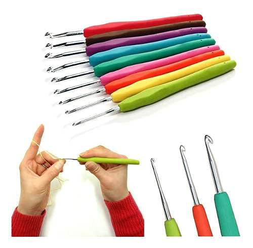 Kit 9 Agulhas De Crochê Cabo Soft Emborrachado Colorido