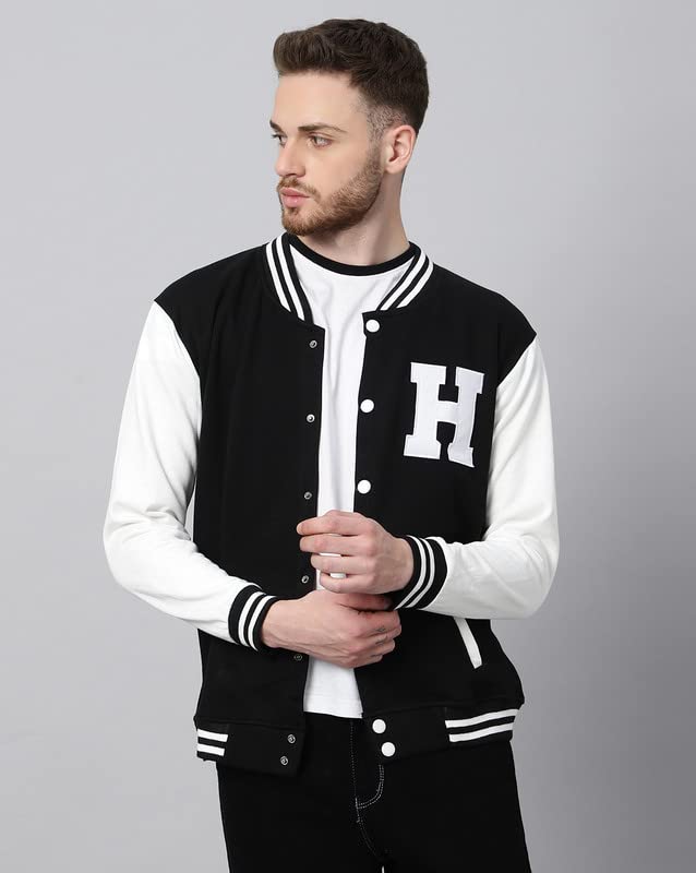 Image of BE SAVAGE Men's Cotton Blend Standard Length Varsity Jacket