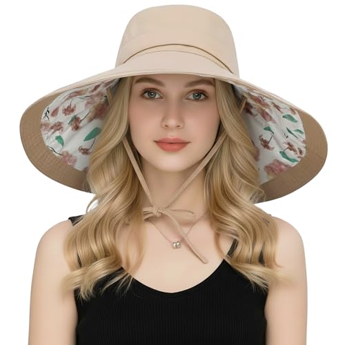 KAICAILA Women Wide Brim Sun Hat Reversible Bohemian Outdoor Bucket Fishing Hats Summer UV...
