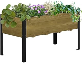 Outsunny Raised Garden Bed Elevated Wood Planter Box w/Metal Legs and Non-woven Fabric for Garden, Backyard, Patio to Grow Vegetables, Herbs, and Flowers, 120cm x 60cm x 66cm