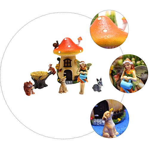 HEMOTON 6 peças mini cogumelos em miniatura de resina jardim de fadas ornamento colorido para decora
