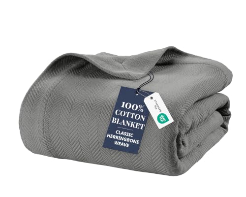 LANE LINEN 100% Cotton Blankets King Size for Bed - Year Round Use, Soft, Breathable, Cozy & Durable...