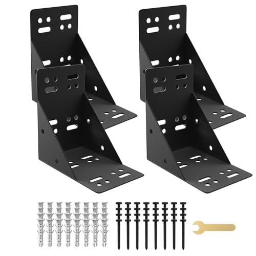 4PCS Post Base,Heavy Duty Black Metal Powder Coated Post Brackets(Internal 3.7