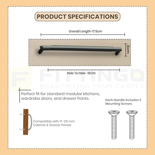 Image of 6 Inch Premium Cabinet Handles Zinc Alloy Material, 1341 Graphite Grey with Black, Durable Drawer Pulls for Kitchen Cabinets, Cupboards, Wardrobes & Furniture Hardware - Pack of 10