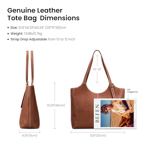 Bolso Tote de cuero genuino para mujer con correa ajustable miniatura 5