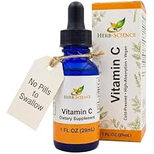 Liquid Vitamin C Cold-Pressed, High-Absorption Ascorbic Acid, Vegan, Alcohol-Free, Sublingual Vitamin C Drops, No Artificial Flavors, Blue Cobalt Glass Bottle for Maximum Freshness