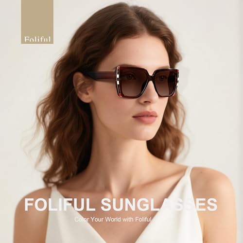 Oversized Square Sunglasses for Women Trendy Designer Womens Sun Glasses UV Protection Large Frame Shades3