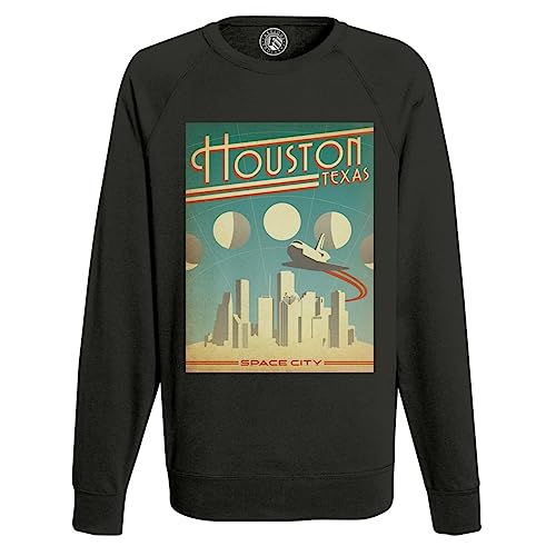 Sweat Shirt Homme Houston Texas Vintage Art Deco - Pull Imprimé Style Poster de Voyage