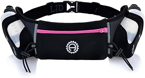 Hydration Belt for Running - Includes Accessories and Two 10-Ounce BPA-Free and Leak-Proof Water Bottles : A Bounce-Free & Lightweight Fuel Gear (Crayola Pink, Medium)