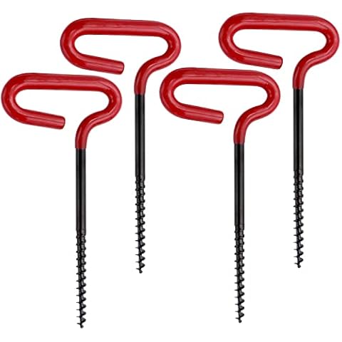 Tent Stakes, 4 Pcs Ice Nail Ground Nail Threaded Peg Nail Tent Fixer Accessory Tent Nail Ice Fishing Anchors Tool for Outdoor Camping Tent Ice Fishing Shelter Stake (Blcak R) Cover