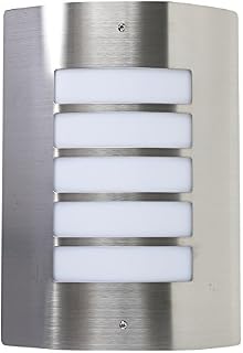 MiniSun Modern Stainless Steel and Frosted Opal Lens Curved IP44 Rated Outdoor Garden Wall Mounted Security Light