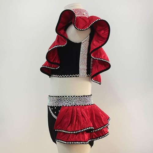 Disfraz de baile lírico rojo para niñas 11-13 años miniatura 3