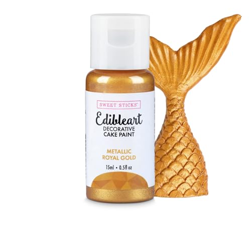 Image of Sweet Sticks Edible Art Decorative Cake Paint 0.5 Ounce (15 Milliliters), Metallic Royal Gold