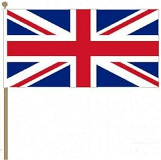 FlagSuperstore© Union Jack UK Large Hand Waving Flag With Wooden Pole 18" x 12" - Country