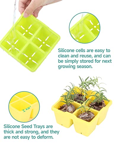 LUVCOSY 16 bandejas de silicone para iniciantes de sementes, bandejas coloridas para iniciantes de m