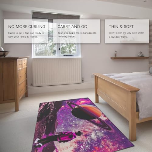 Tapis espace violet 100x150 descente de lit lavable pour appartement