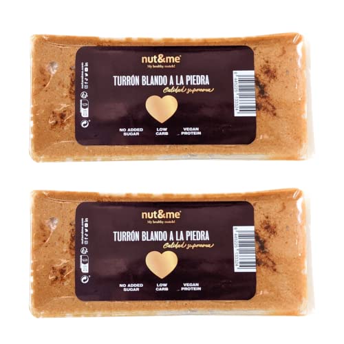 Turrón de almendra blando a la piedra 600 gr nut&me | KETO | Turron sin azucar añadido | Turron keto | Sin gluten, sin lactosa, sin aditivos | Sin OGM | Low carb | Vegano | Pack 2 x 300 gr
