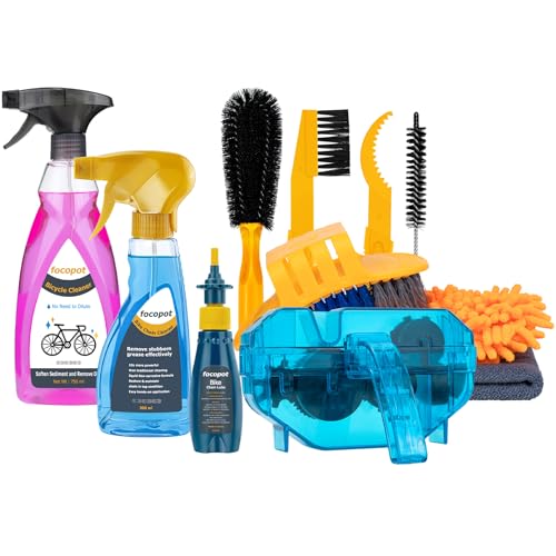 focopot Bike Cleaning Kit with Bicycle Cleaner(25 oz),Degreaser(10 oz),Oil Lubricant(2