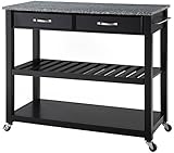 Crosley Furniture Portable Kitchen Cart with Solid Grey Granite Top - Black