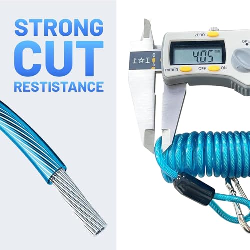 MECMO Trailer Breakaway Switch 5ft Brake Away Coiled Cable Large Carabiner, RV Camper Trailer Emergency Electric Break Switch with 5 Feet Stainless Steel Spring Towing Wire Safety Lanyard w/Pull Pin - Thumbnail 4
