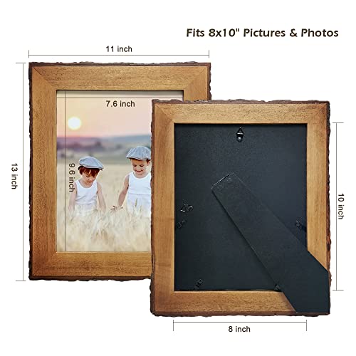 Eosglac 8X10 Live Edge Picture Frames, Rustic Wooden Photo Frame Farmhouse Decor For Tabletop Or Wall Display, Natural Brown #TOP3