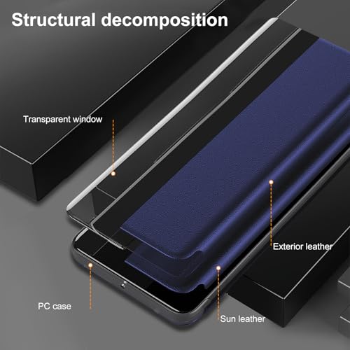 Google Pixel 9A étui à rabat transparent bleu coque en cuir rigide et polycarbonate 6,3 pouces - 3