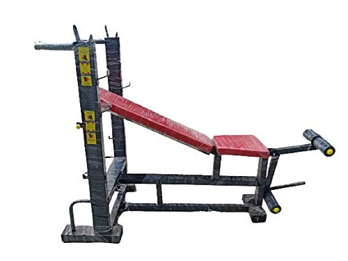 BODY MAXX Heavy Duty 4X2 Pipe Structure 6 in 1 Decline Weight Exercise Bench for Home Gym - (ASSORTED COLOUR) Weight Limit: 250 to 300 Kg