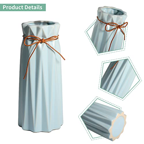 Mozing Ceramic Flower Vase For Home Decor - Modern 9.8 Inch Tall Decorative Vases For Flowers - Shelf, Table Centerpieces, Kitchen Unique Decor For Rustic Farmhouse Living Room, Gift (Blue) #TOP4