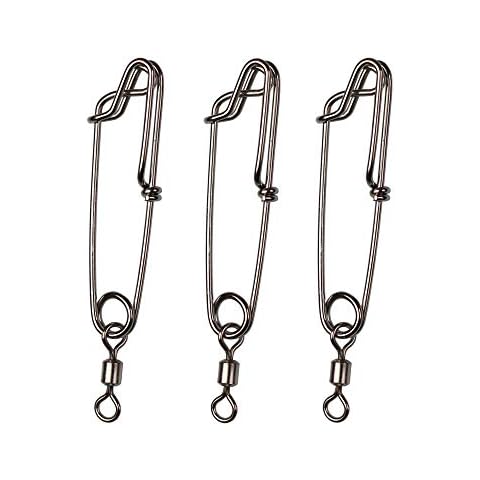Laxygo 5pcs Longline Fishing Snap Clips Stainless Steel Floatline Tuna Clips with Rolling Swivel 5 Sizes Cover