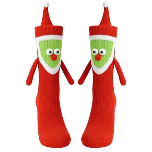 2 Pcs Holding Hands Socks, Funny Christmas Socks for Women, Novelty Couple Socks, Playful Gift for Lovers, Friends and Family Members