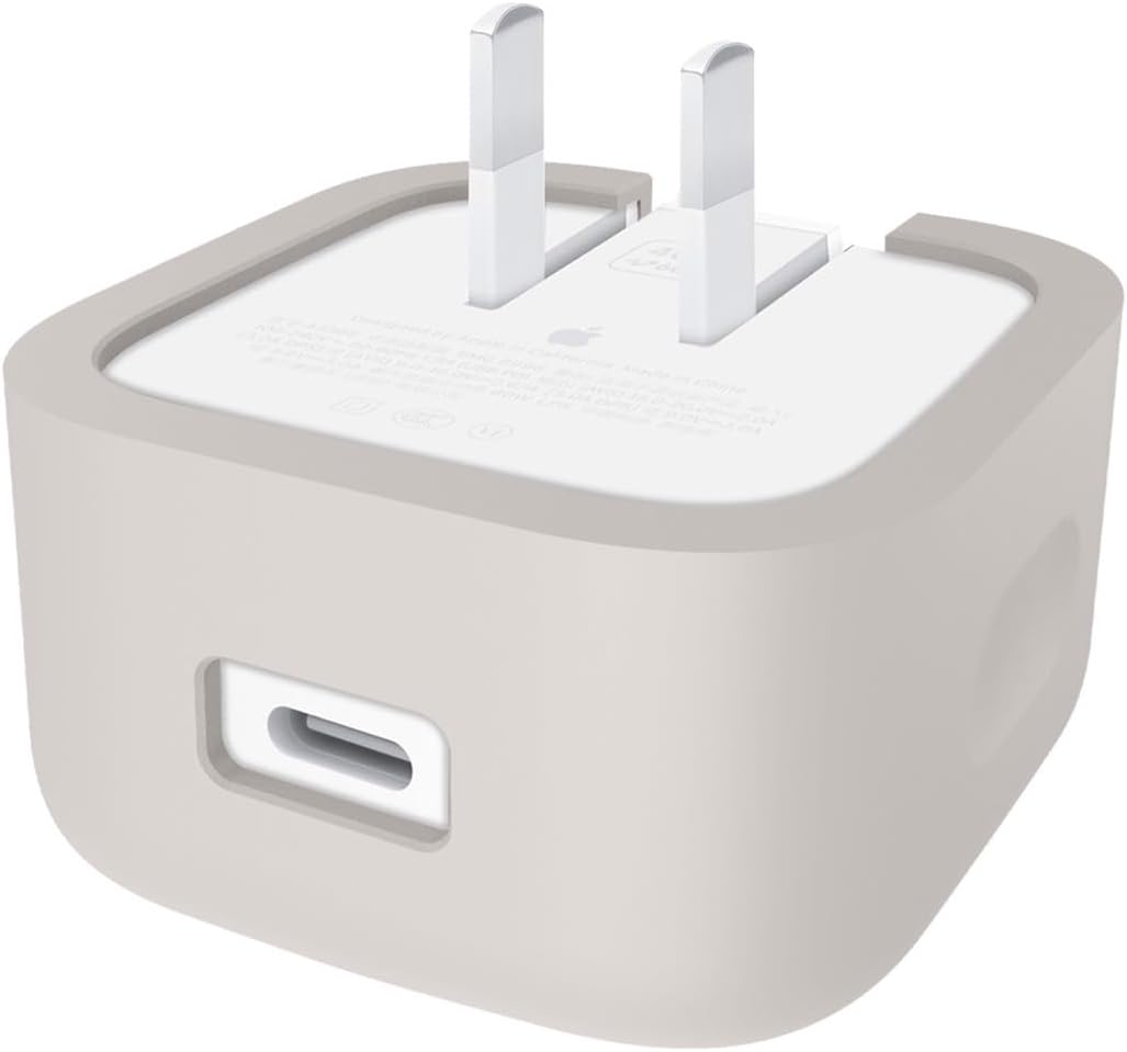 Soft Silicone Charger Case Compatible with Apple 40W USB-C Dynamic Power Adapter with (60W Max), Shockproof & Scratch Resistant Cover, Grey