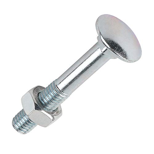 Image of Merriway BH04823 Carriage Bolts with Nuts, M6 x 50mm (1 /4 inch x 2 inch) - Zinc Plated, Pack of 25