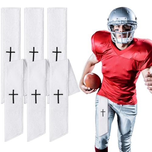 Geyoga 6 Pcs Football Cross Towel Christian Quarterback Qb Streamer Cotton Thin Towel for Sports Football Golf Gym Accessories Dries Hands Washcloth(White)