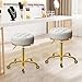 XCRFKGW Gold Rolling Stool, Round Roller Swivel Chair, Pedicure Salon Spa Massage Chair with Wheels, PU Leather Seat Padded, Adjustable Vanity Stool 43-55 cm (White)