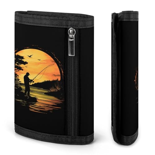 Fish Fishing Lover Mens Trifold Wallet 8 Card Holders Purse with Keychain & Photo Window Money Clip Travel Accessories3