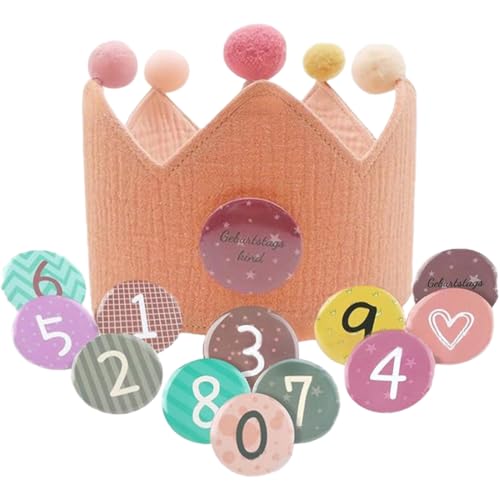 Corona de Cumpleaños, Corona de Infantil Cumpleañoscon Números Intercambiables del 0 al 9, Corona Cumpleaños 1 Año, Corona Niña Decoracion Cumpleaños (Rosa)