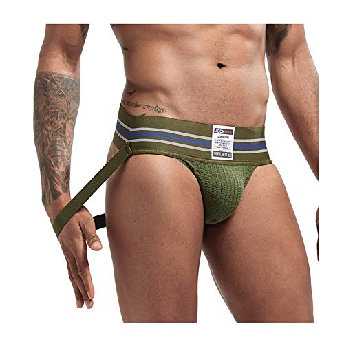 Calzoncillos para Hombre Sexy Suspensorio Atlético Tangas Gimnasio Atlético Ropa Interior Suspensorio Cinturón Ancho Sexy Slips 7 Colores (M, Verde Oscuro)