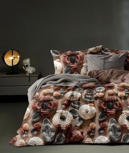 Image of DECOR2ADMIRE 300 TC Premium 7D Print Super King Size Cotton Bedsheet Set with 2 Pillow Covers | Ultra Soft 108 inch x 108 inch | Elegant Floral Designs (Classic Brown Floral)